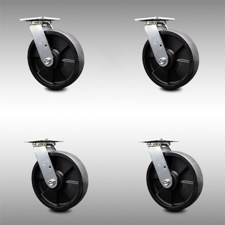 Service Caster 8 Inch SS Glass Filled Nylon Swivel Caster Set with Roller Bearing and Swivel Lock SCC-SS30S820-GFNR-BSL-4